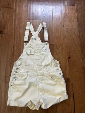 We The Free Cream Crossback Short Overalls